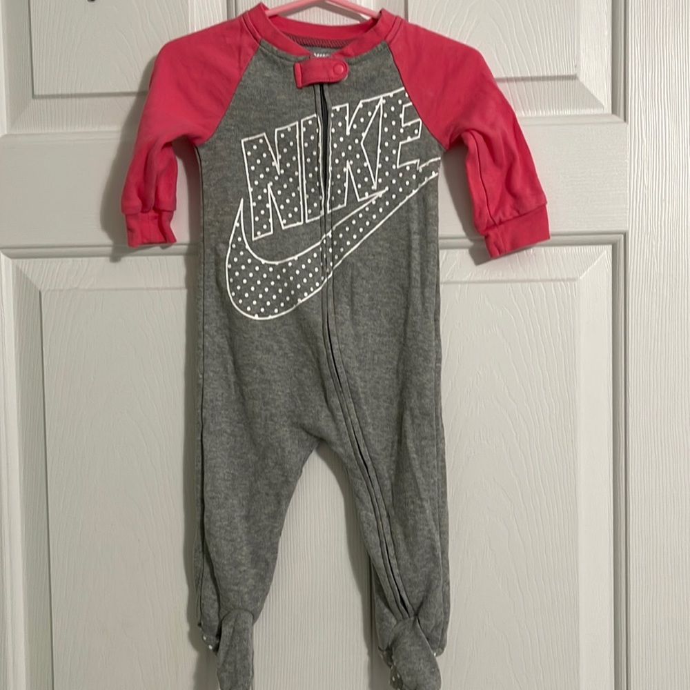 Pink and Gray Nike Footed Coverall